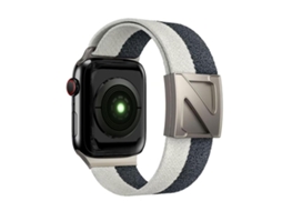 Bracelete Para Apple Watch 42/41/40/38mm - Nylon Bicolor Com Fecho Magnético Em Formato Z Cinza Claro