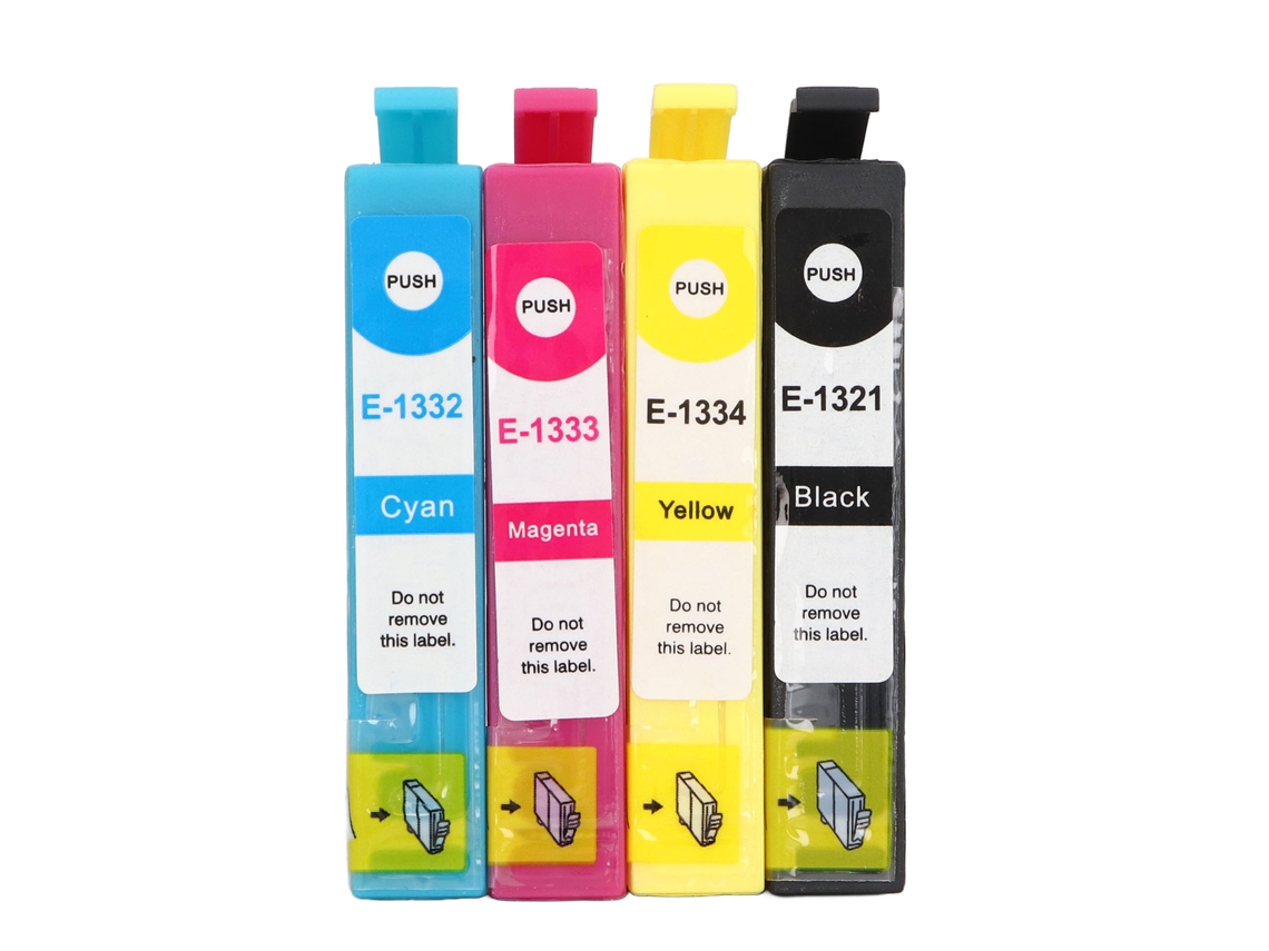 2026 4 Cartuchos de Tinta Preto Ciano Magenta Amarelo Anti desbotamento para Stylus T1321 T1332 T1333 T1334
