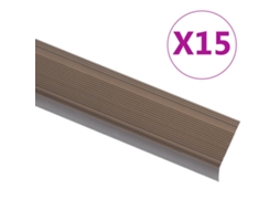 Vidaxl Perfil P/ Escada Em Forma De L 15 Pcs Alumínio 90 Cm Castanho