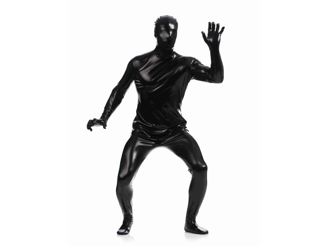 Traje de Spandex Metallic Preto para Homem Traje de Corpo Inteiro Halloween Carnaval Performance L Negro