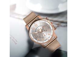 Relógio de quartzo unissex com pulseira de silicone e mostrador com numerais romanos (branco)