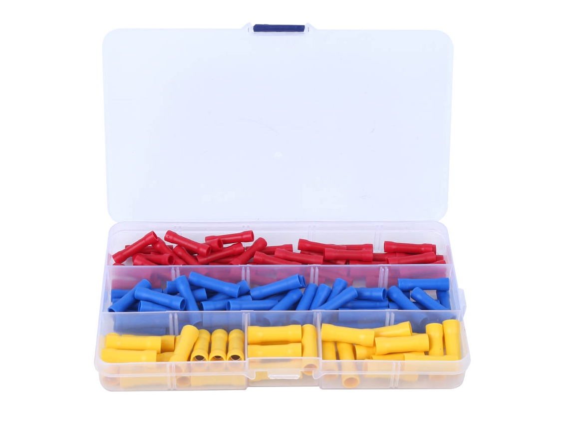 Kit com 120 terminais elétricos de crimpagem isolados com conector de cabo BHT/BNFY/BV1.25