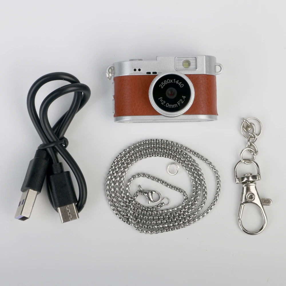 Mini Câmera, Gravação de Vídeo, Flash Led, Tela Ips de 1,47 Polegadas, Vários Filtros MDUG (marrom 8gb)