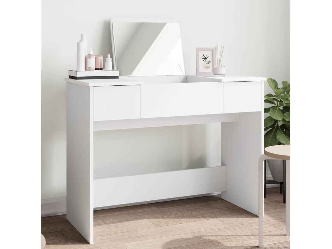 Vidaxl Toucador Com Espelho 100x45x76 Cm Branco