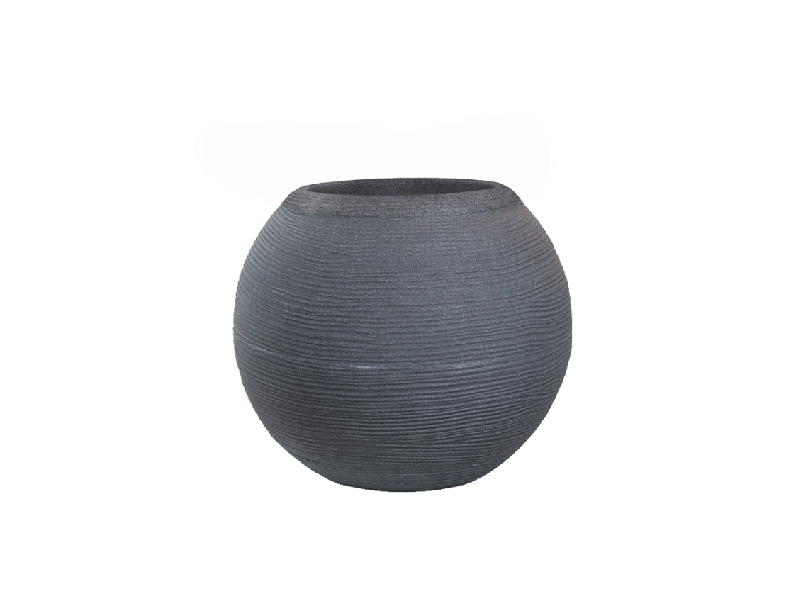 Vaso De Resina Para Plantas, Interior E Exterior, Desenho De Esfera Redonda D.40x33h Botticelli Cinza