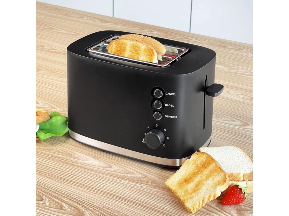 Torradeira retrô com 6 níveis de calor, 2 slots largos 870W preta ZYBLSSBB