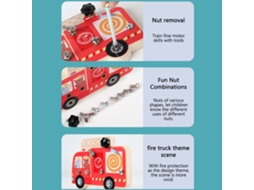 Primerox brinquedo Educativo Placa Ocupada Caminhão de Bombeiros com Conjunto de Parafusos para Crianças