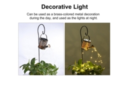 Luz Decorativa Solar em Forma de Chaleira com Gravura Oca para Jardim Pátio S/MARCA