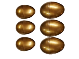 Rebe 6 Ovos de Páscoa Metálicos Diy Presente Adornos Festa de Páscoa Material Pp Durável Reutilizável 5,5 X 7,5 Cm Dorado