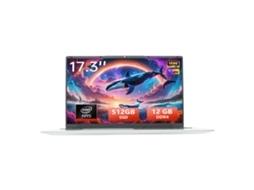 Portátil 17,3" Fhd Intel N95, 12gb Ram, 512gb Ssd, Bateria 10000mah De Longa Duração, Windows 11, Wi-fi 5, Bluetooth 5.0, 1920x1080 Ips Full Hd New