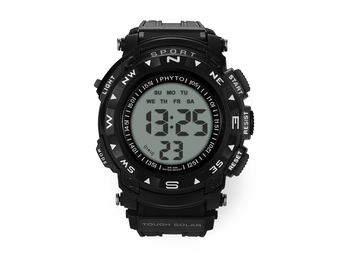 Relógio esportivo digital casual masculino, ideal para atividades ao ar livre, preto.