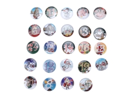 24pcs Crachá de Botão de Natal com Número da Sorte Padrão Cartoon para Decoração