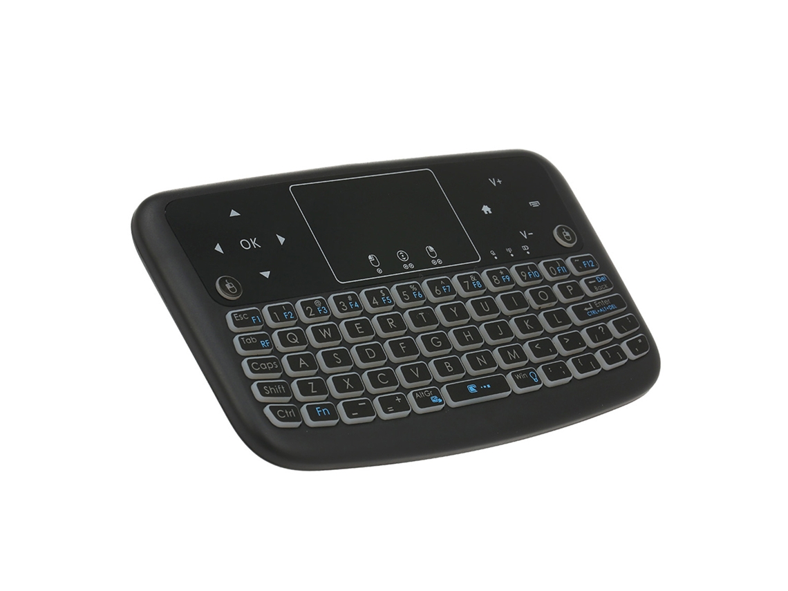 Teclado Sem Fio Mali Mini 2.4g com Retroiluminação Colorida Touchpad e Mouse para Android Tv Box Pc Ps3