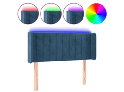 Cabeceira de Cama com Luzes Led Veludo Azul escuro MAISON EXCLUSIVE (83x16x78 cm)