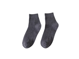 Calcetines De Algodón Para Hombre Medios Rayados Antideslizantes Elásticos Transpirables Sin Olor Color Sólido Cinza Escuro