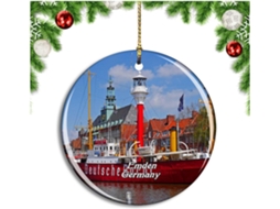Enfeite de árvore de Natal para pendurar no porto de Emden, Alemanha. Coleção de lembranças de viagens e da cidade.