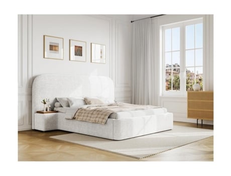Cama com cofre ESTERIA VENTE-UNIQUE Branco 180x200 cm - Com colchão - Com sommier