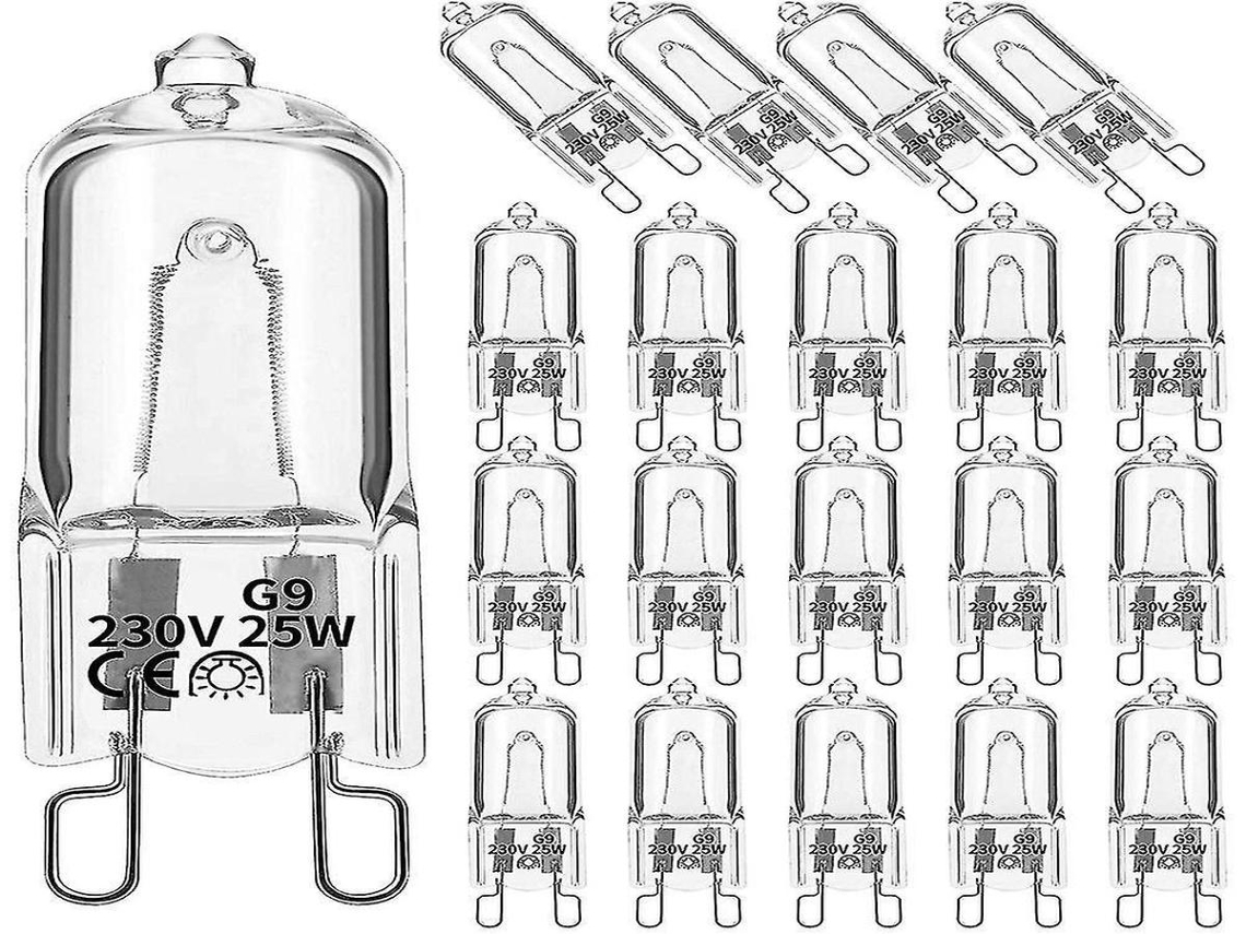 Lurelia Pack De 20 Lâmpadas Halógenas G9 25w 2800k, Branco Quente, Cápsula Transparente