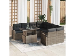 Vidaxl Conjunto De Sofá De Jardim 9 Unid. Cinzeto
