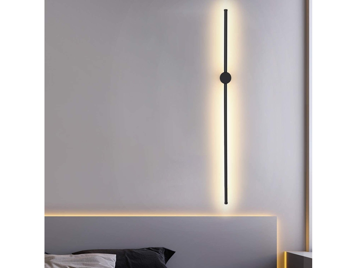 Nettlife Aplique De Parede Led 100cm Preto, Candeeiro Design Moderno Branco Quente 3000k, Iluminação Indireta Para Sala Quarto Corredor Escadas