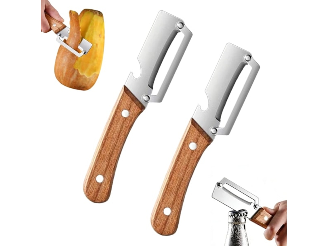 Conjunto De 2 Descascadores, Descascador De Batatas 2 Em 1 Com Abridor Garrafas
