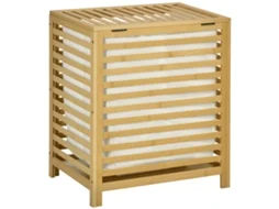 Cesto Roupa Suja Bambu Resistente Água Natural Bege