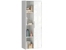 Estante 4 Andares com Prateleiras Ajustáveis e Armário com Portas (branco)