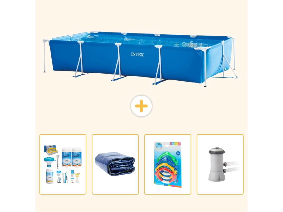 Intex Piscina Com Estrutura Retangular - 450x220x84 Cm - 5-peças S108