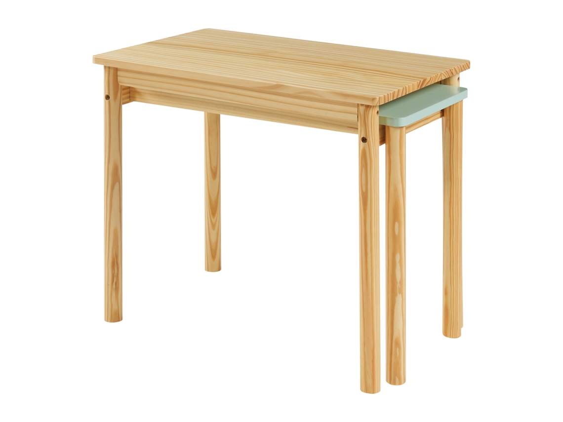 Mesa extensível para crianças Skellefteå Pinho 60-98x38x52 cm - Natural / Verde menta [EN.CASA]