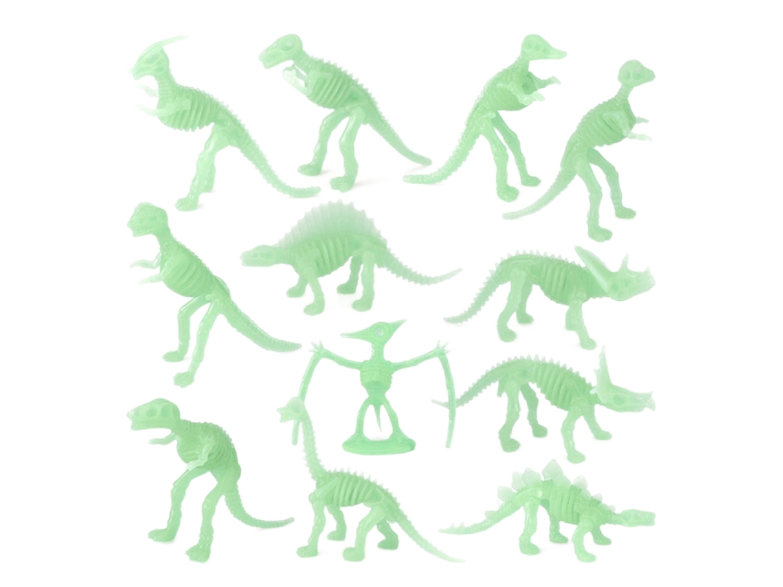 Mali 12pcs Esqueletos Fossil Dinossauros Luminosos Tiranossauro Pterossauro Brinquedos