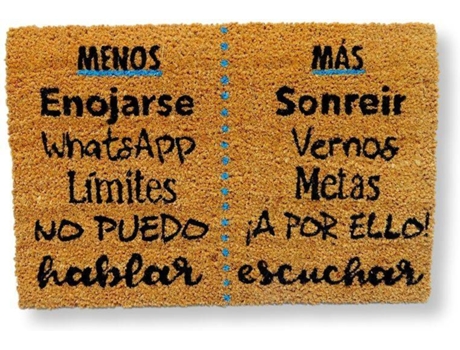 Tapete de Entrada KOKO DOORMATS Menos Y Mas (Castanho - 60 x 40 x 1.50 cm - Fibra de Coco e Base de PVC)