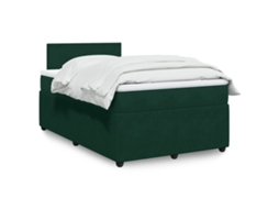Vidaxl Cama Boxspring Com Colchão 120x190 Cm Veludo Verde-escuro