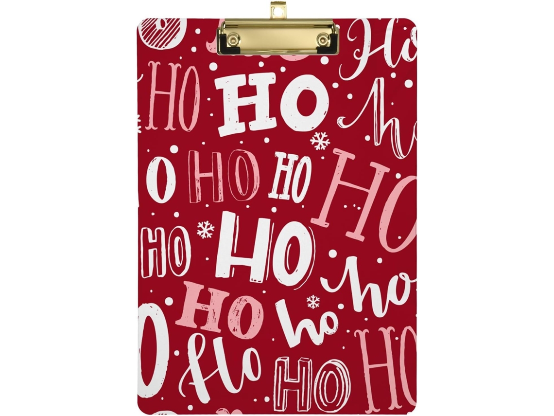 Prancheta Dobrável Fina de Plástico Ho com Divertido Desenho Natalino Vermelho 31,8 X 22,9 0,3 Cm