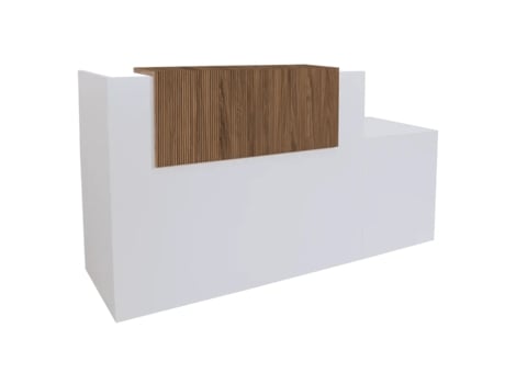 Balcão De Recepção Básico, 80 Cm, Adaptado Para Pessoas Com Mobilidade Reduzida. Esquerda. 116,9 X 280 X 64,4 Cm. Milos. Ofilike