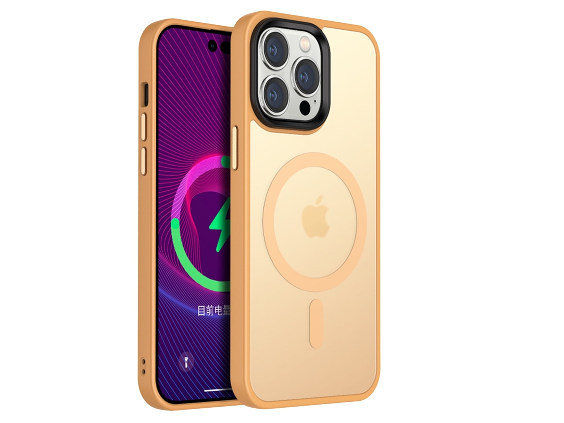 Capa Magsafe Para Iphone 15 Pro Max À Prova De Choque Fosco -laranja Gertiz