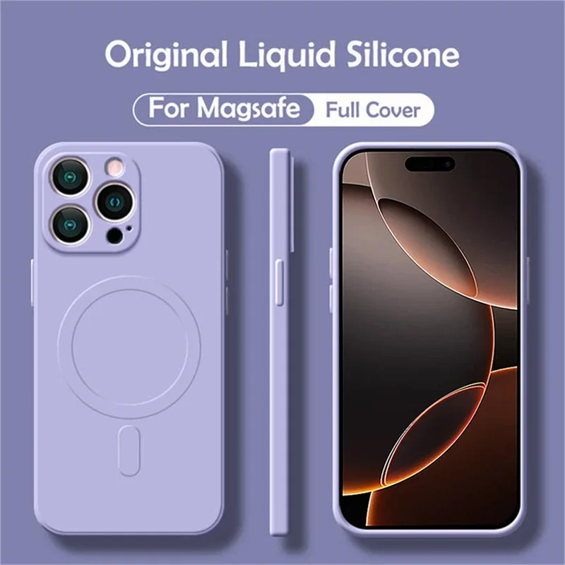 Capa Magsafe De Silicone Líquido (roxa Clara Para Iphone 13), Compatível Com Carregamento Sem Fio Magnético.