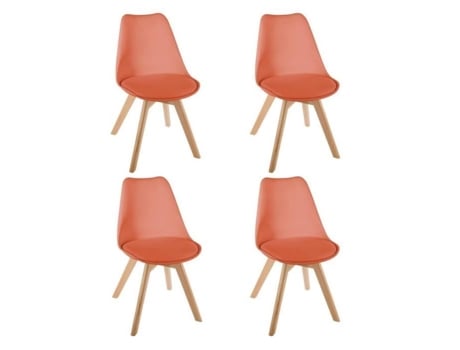 Cadeiras Escandinavas Baya Paris Price Terracota Conjunto de 4 Madeira Moderna Sala de Jantar PARIS PRIX
