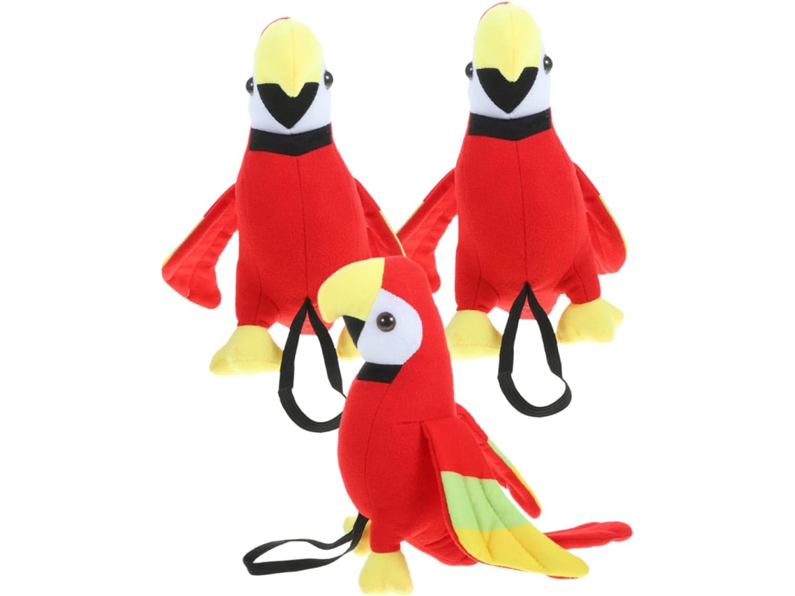 Conjunto De 3 Peças Papagaios Pelúcia Para Pendurar No Ombro,