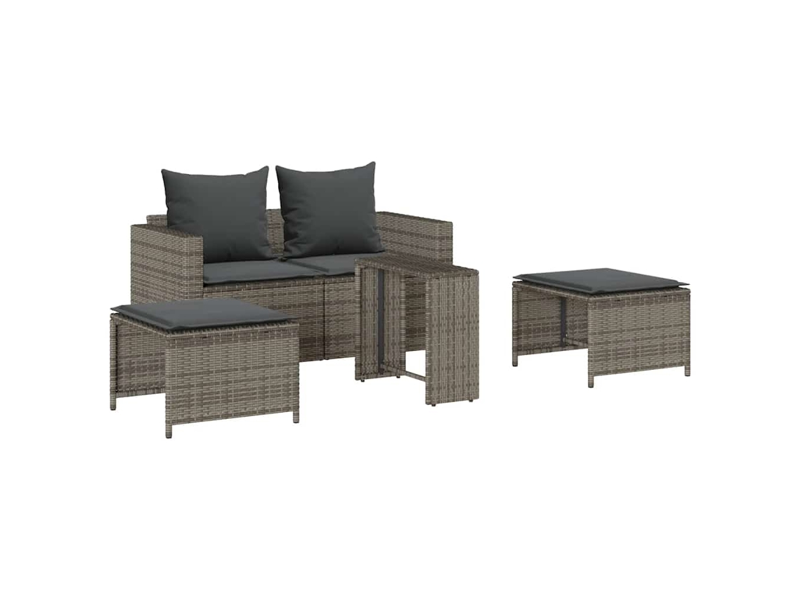 Maison Exclusive - 5 Pcs Conjunto Sofás De Jardim C/ Almofadões Empilhável Vime Pe