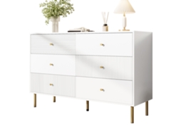 Cômoda com 6 gavetas em MDF ZIWEI STORE com puxadores em zinco e pés em aço (120x40x78 cm)