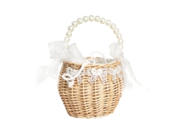 Laxiscreed Cesto De Armazenamento Rattan Com Pega Pérola, 18cm, Perfeito Para Casamentos E Presentes