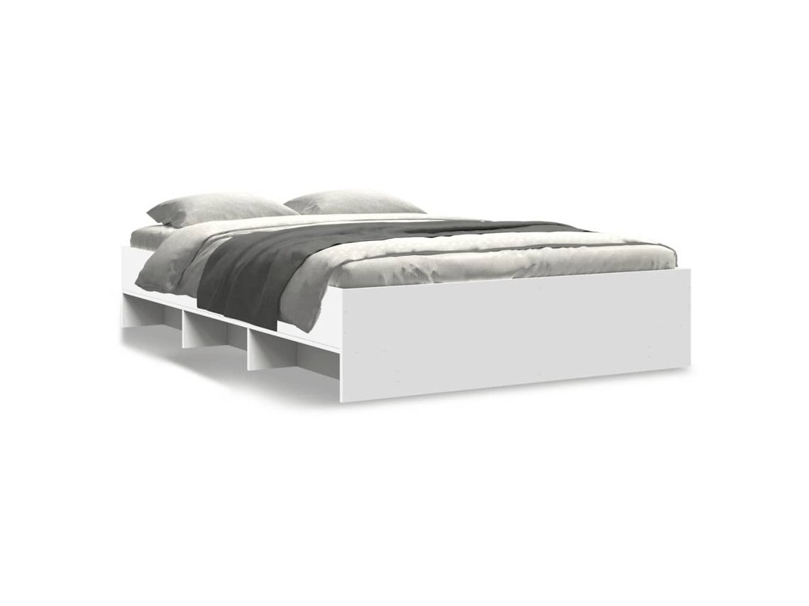 Bed Frame, Bed Frames Vidaxl Branco Madeira Processada (135 X 190 Cm)