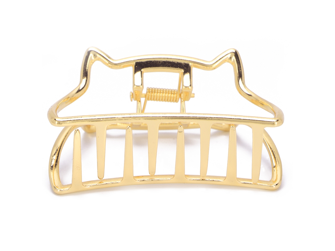 2026 pinça de Cabelo de Metal com Grip Forte e Antiderrapante em Forma de Gato para Mulheres (dourado)