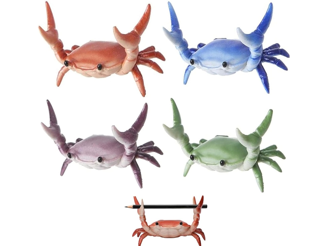 Conjunto de 4 porta-lápis de mesa Caranguejo, porta-lápis fofinho em formato Caranguejo, levantador de peso, suporte