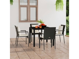 Vidaxl Cadeiras De Jardim Com Almofadões 4 Pcs Vime Pe Preto