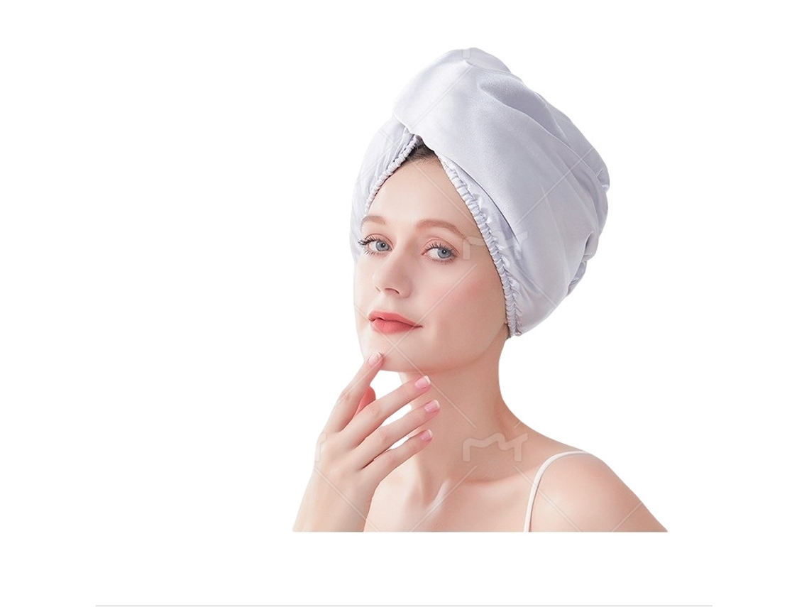Touca De Cetim Para Secar O Cabelo Com Aba Larga Cinza
