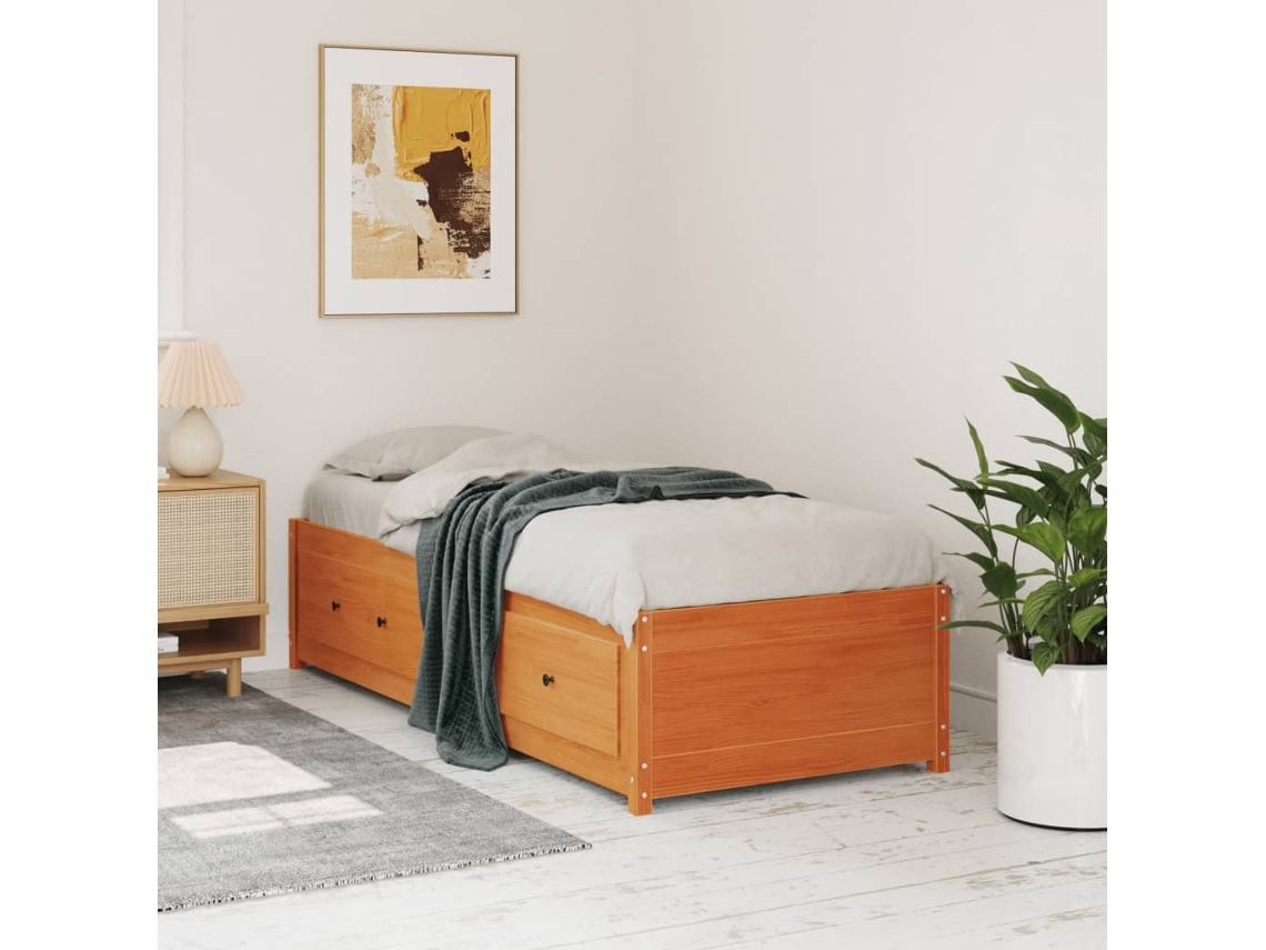 Vidaxl Sofá-cama Sem Colchão 90x190 Cm Pinho Maciço Castanho-mel