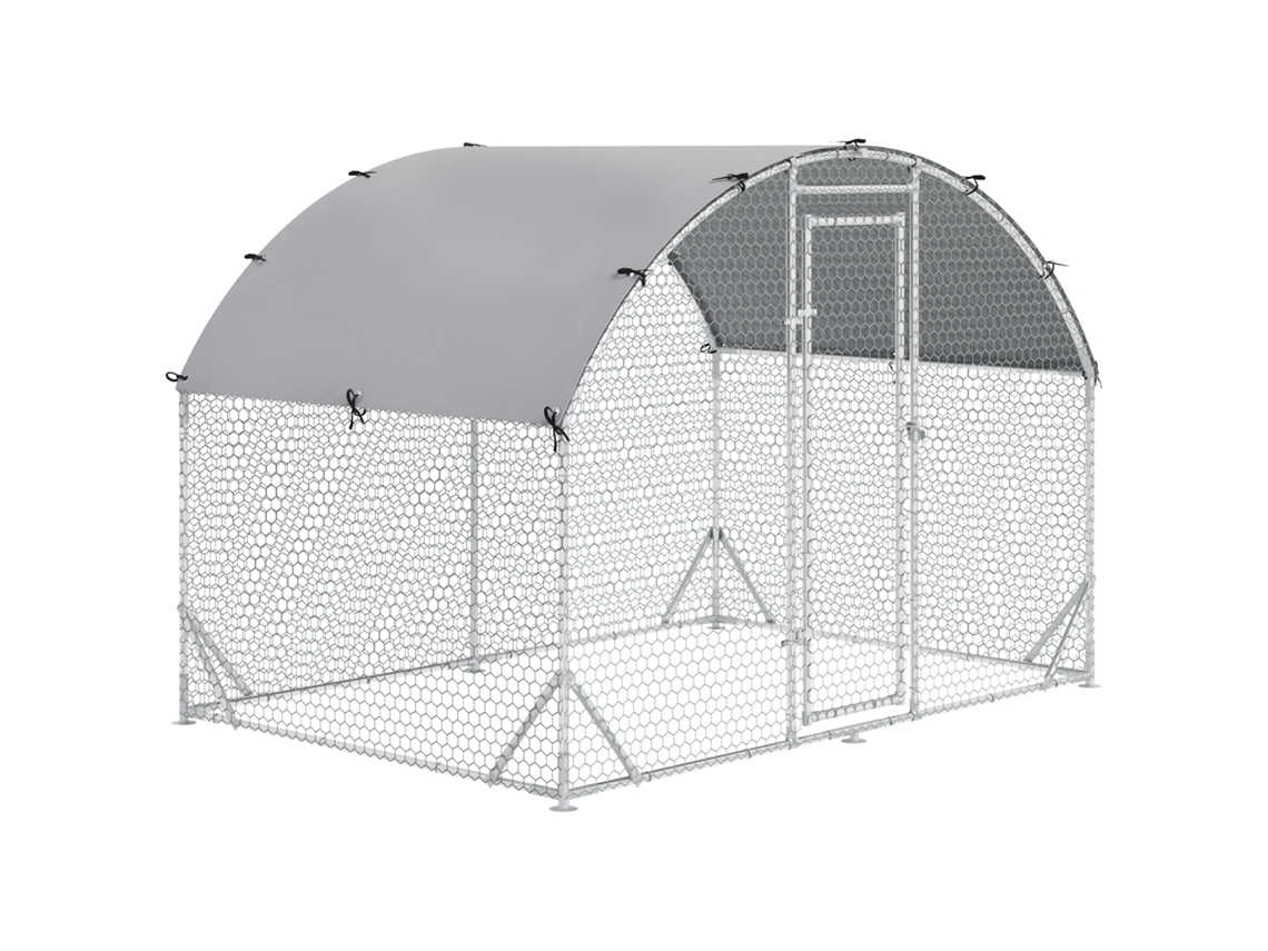 Galinheiro em Aço 280x190x197cm com Proteção Uv Prata