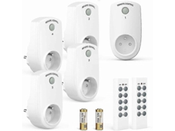 Conjunto de 5 Tomadas Programáveis, Tomada com Controle Remoto Sem Fio e 2 Controles Remotos BRILVIBERA