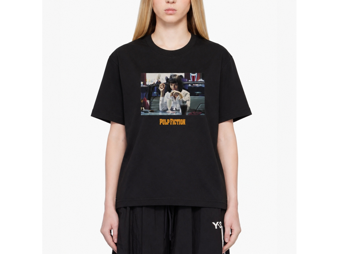 Rockinstone Men's T-shirt Pulp Fiction Mia Wallace Graphic Print Tee Black Size:m